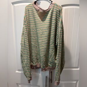 Free People Classic Striped Oversized Crewneck XL